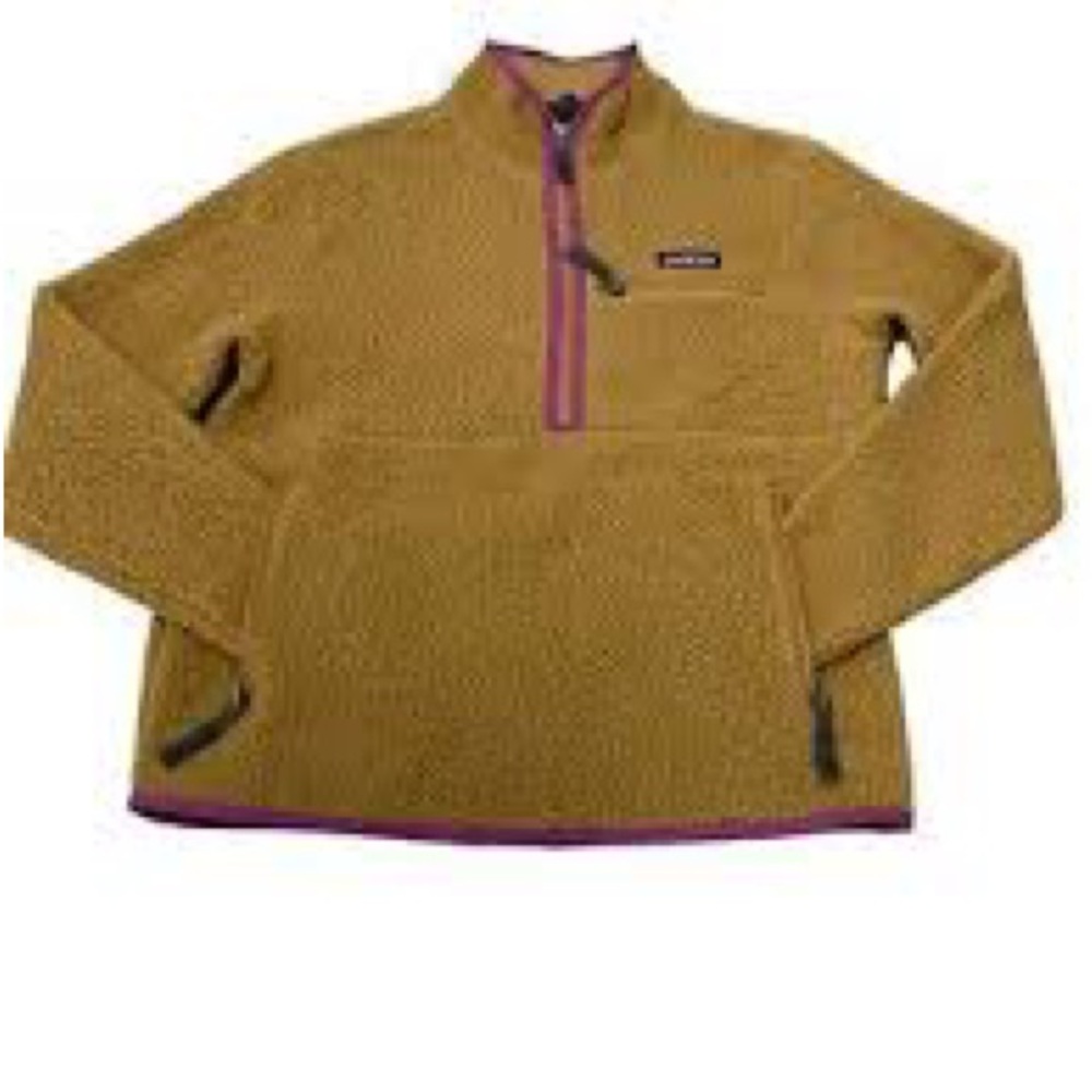 Patagonia Mustard Fleece Jacket with Purple Accents